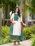 Satrangi Saaz Green and Red Ethnic Anarkali Dress Geetha Creation