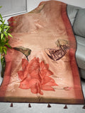 Lotus in Eethnic World in Tussar Tissue Crushed Saree