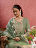 Ethnic Green Pure Cotton Kota Doria Dress