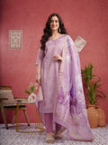 Violaceous Sparkle Linen Ready To Wear Kurti Set