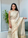 Creamy Soft Satin Saree with Embroidered Butti CSE Geetha Creation