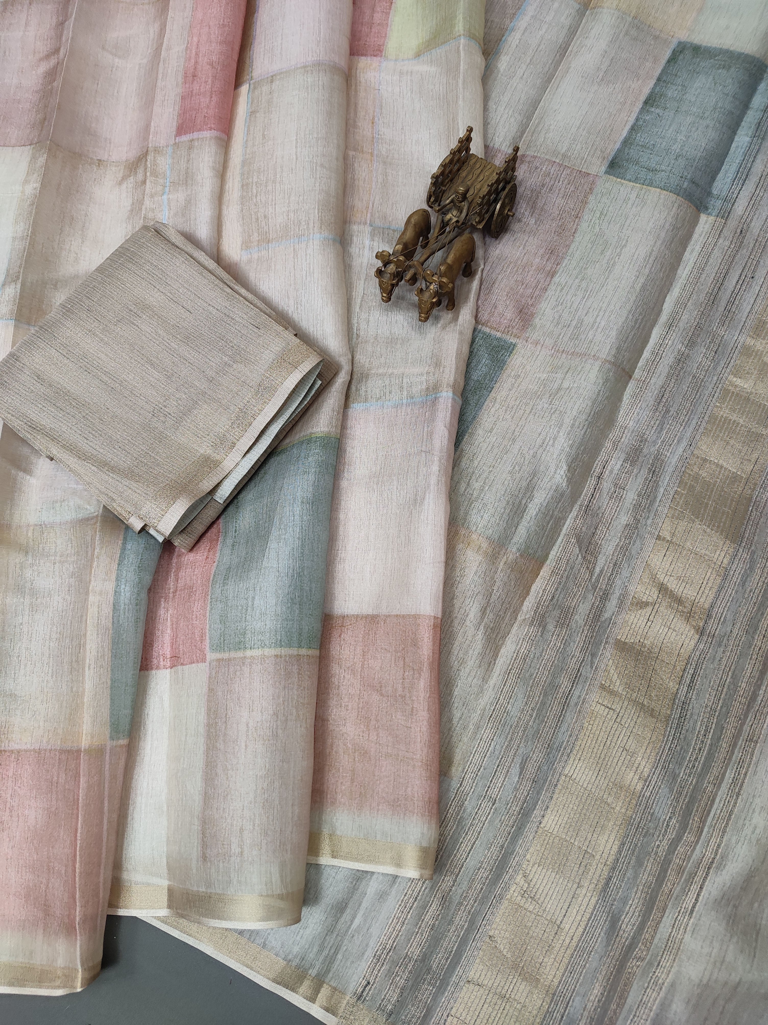 Pink Pastel Blocks Radiant Satin Saree CSB1 Geetha Creation