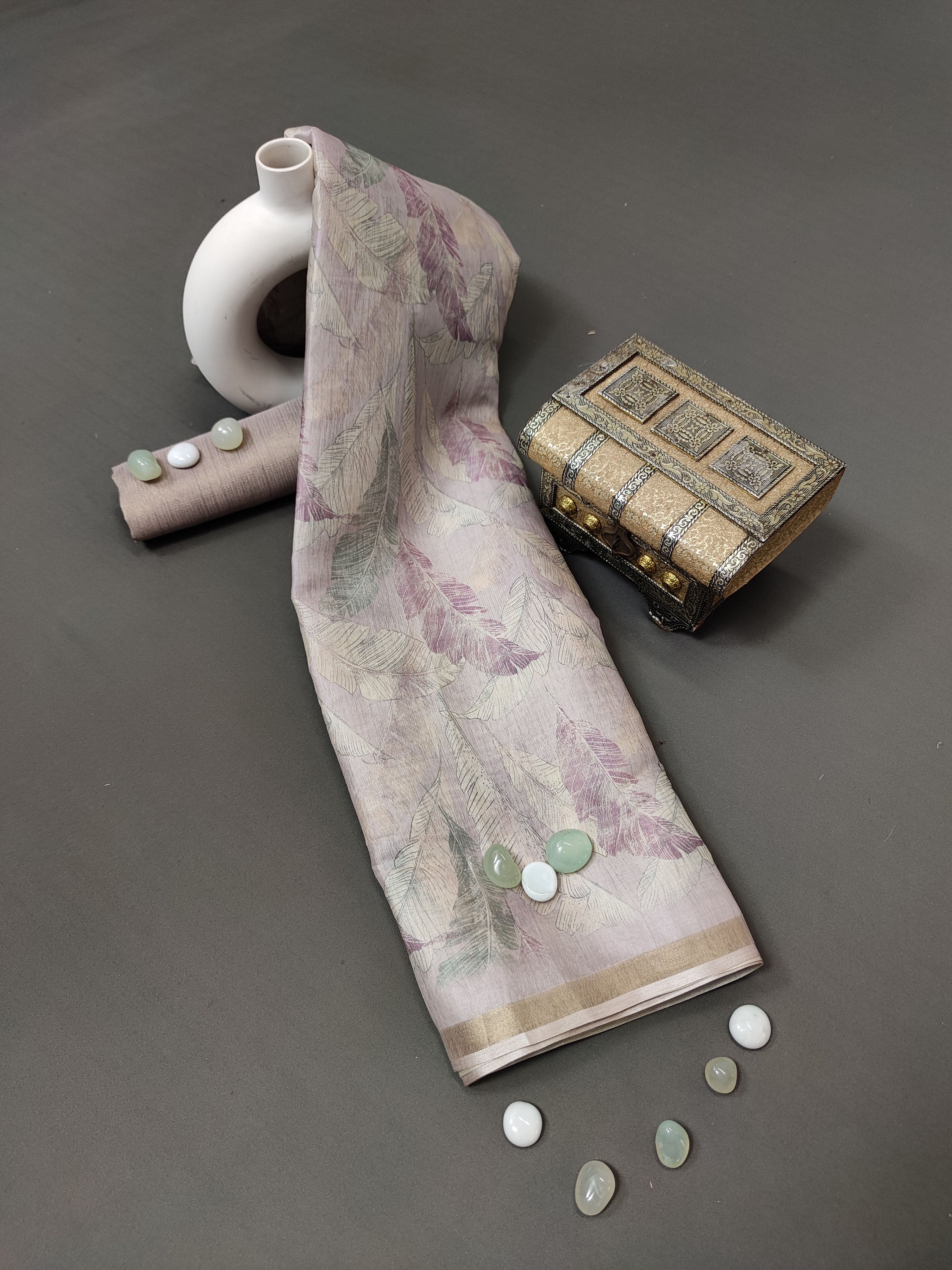 Lilac Vineyard Floral Radiant Satin Saree CSB1 Geetha Creation