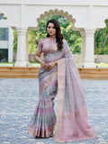 Pastel Geometry Chapa Handloom Tussar Saree C3 Geetha Creation