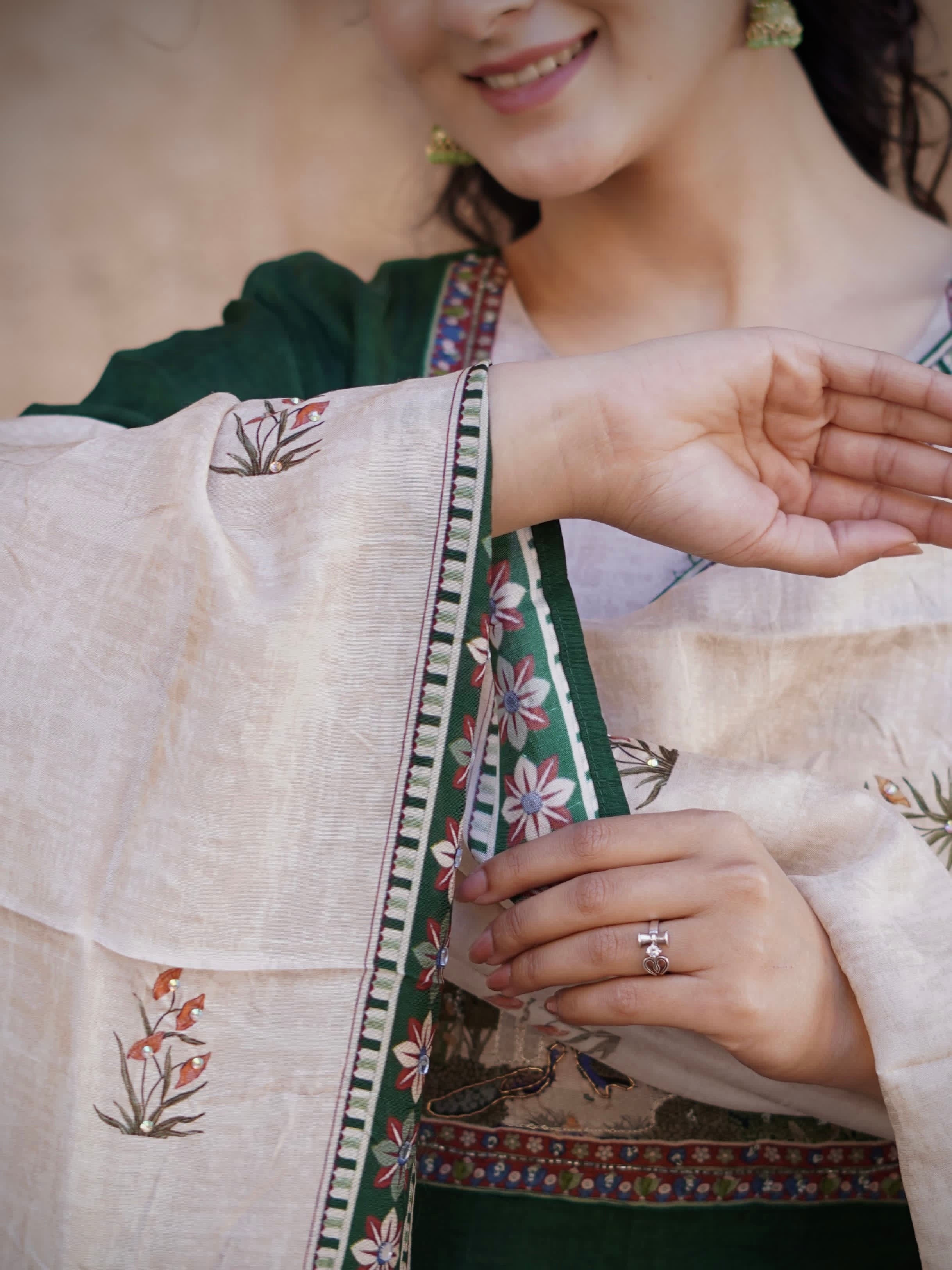 Heritage Green Ready to Wear Anarkali Dress