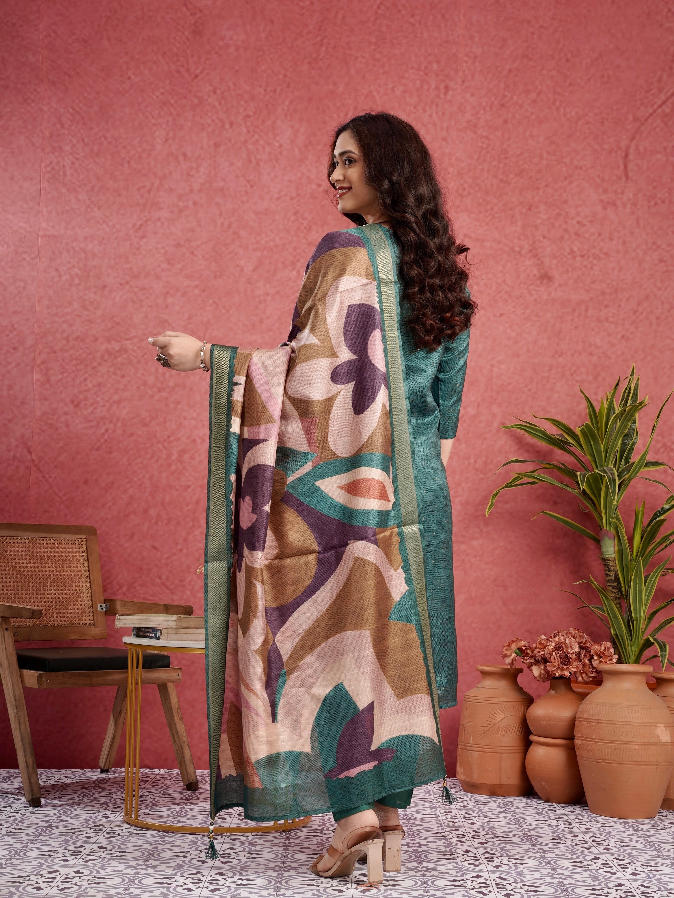 Lush Green Premium Ethnic Ready To Wear Kurti Set Geetha Creation