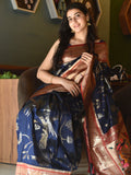 Royal Blue Paithani Saree | Royal Blue Buttery Soft Silk Paithani Saree