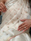 Creamy Soft Satin Saree with Embroidered Butti CSE Geetha Creation