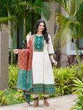 Satrangi Saaz Green and Red Ethnic Anarkali Dress Geetha Creation