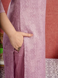 Violaceous Sparkle Linen Ready To Wear Kurti Set Geetha Creation