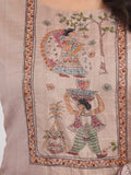 Pink Madhubani in Chiku Ready To Wear Silk kurta Set Geetha Creation