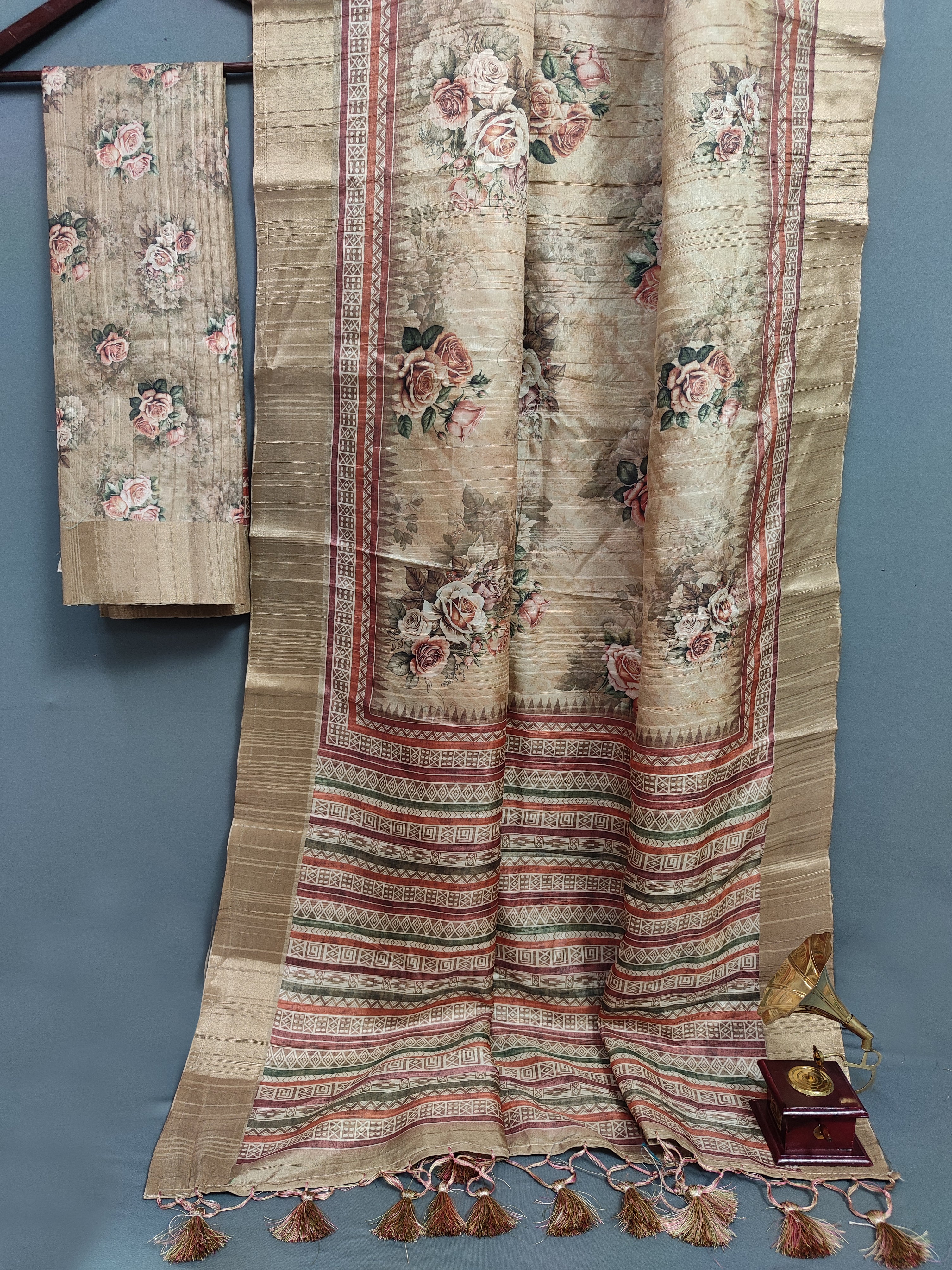 Terra Cotta Rose Mirage Chapa Handloom Tussar Saree CA1 Geetha Creation