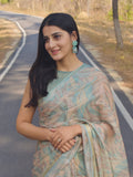 Teal Blue Enchanted Spectrum Radiant Satin Saree CSB1