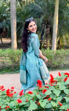Sparkling Blue Cotton Silk Ready to Wear Silk Kurti Set Geetha Creation