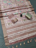 Pink Blossom Extravaganza Chapa Handloom Tussar Saree CA1 Geetha Creation