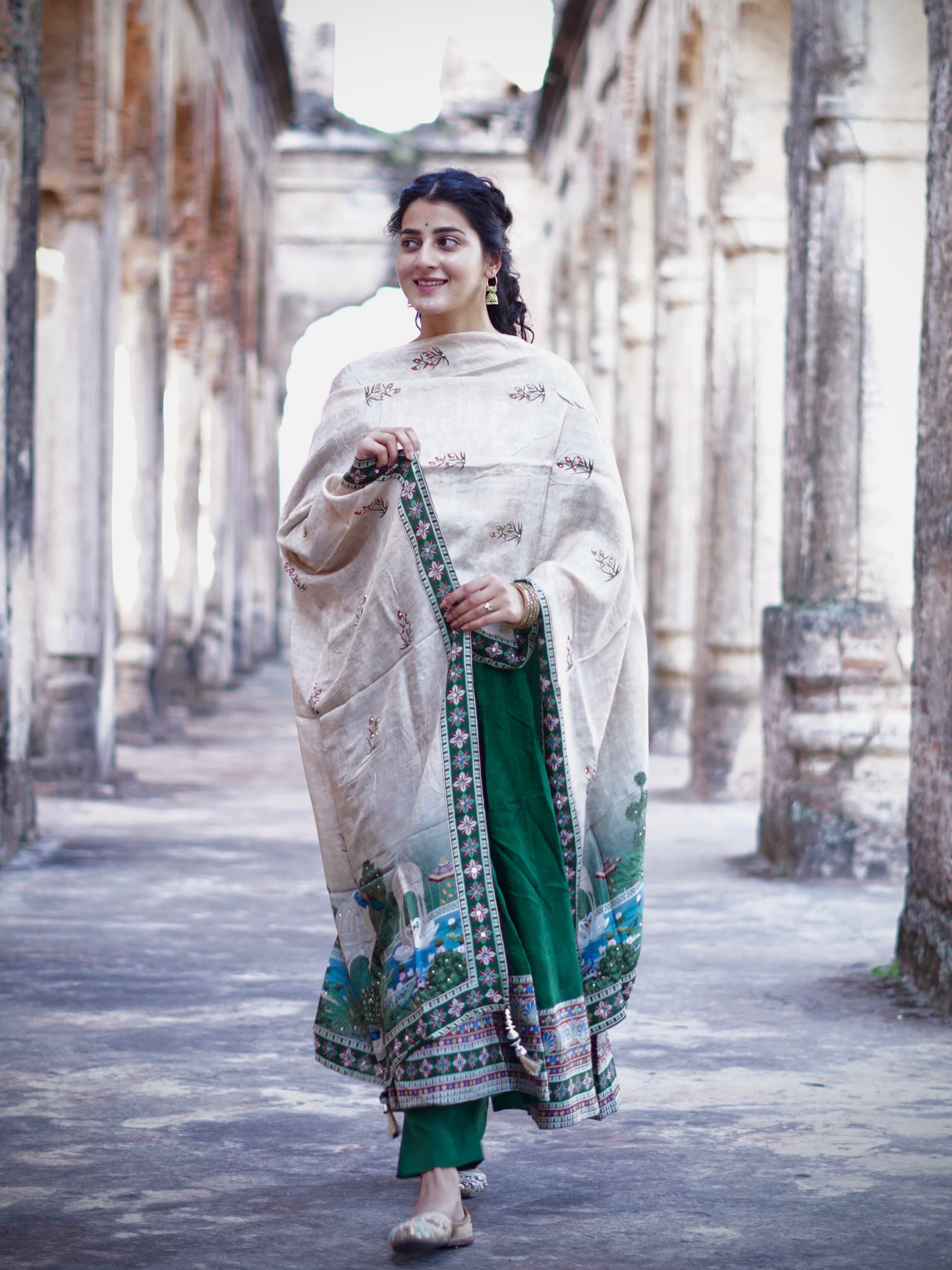 Heritage Green Ready to Wear Anarkali Dress