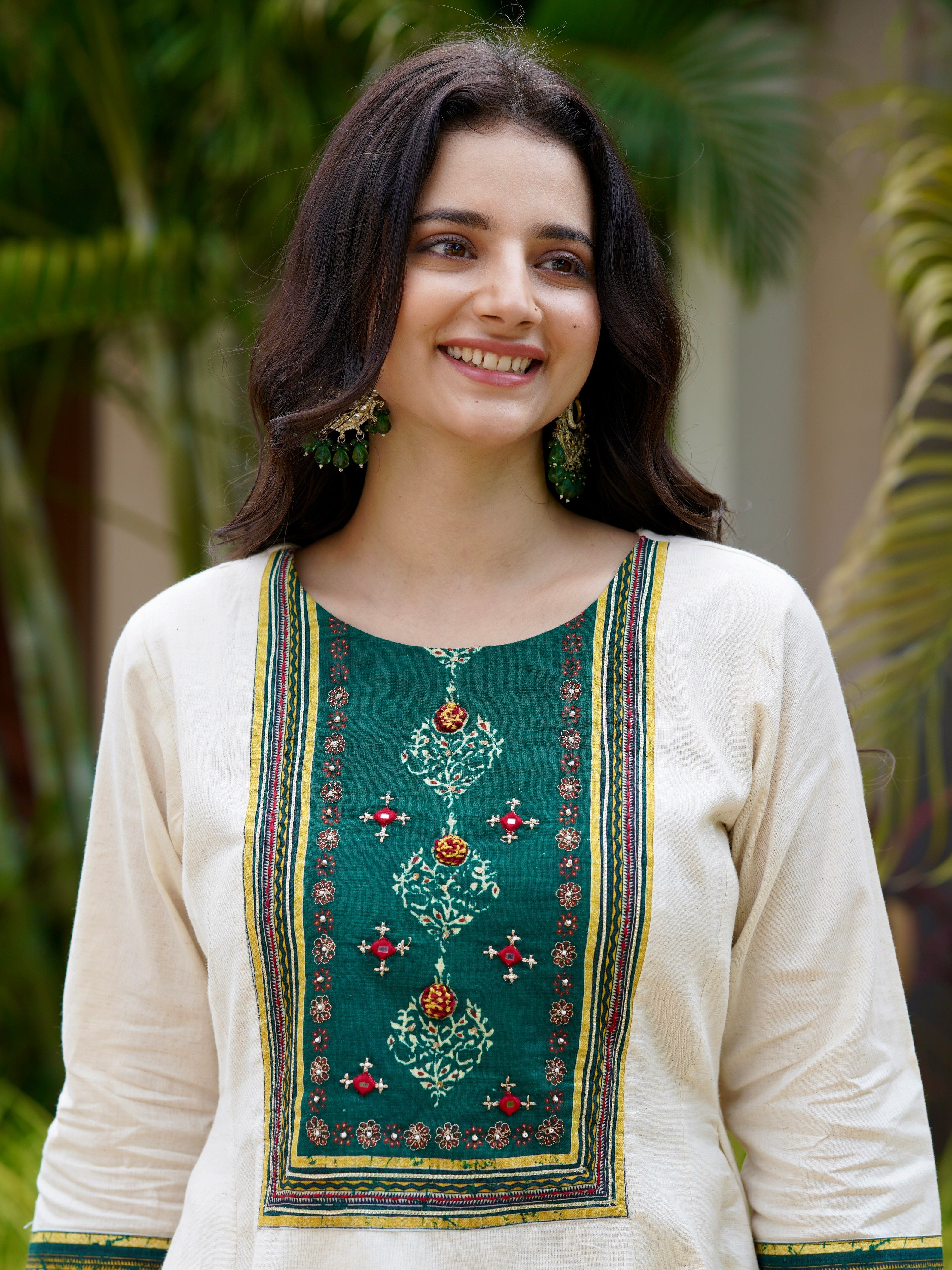 Satrangi Saaz Green and Red Ethnic Anarkali Dress Geetha Creation