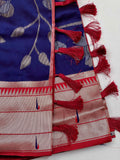 Royal Blue Buttery Soft Silk Paithani Saree - Geetha Creation