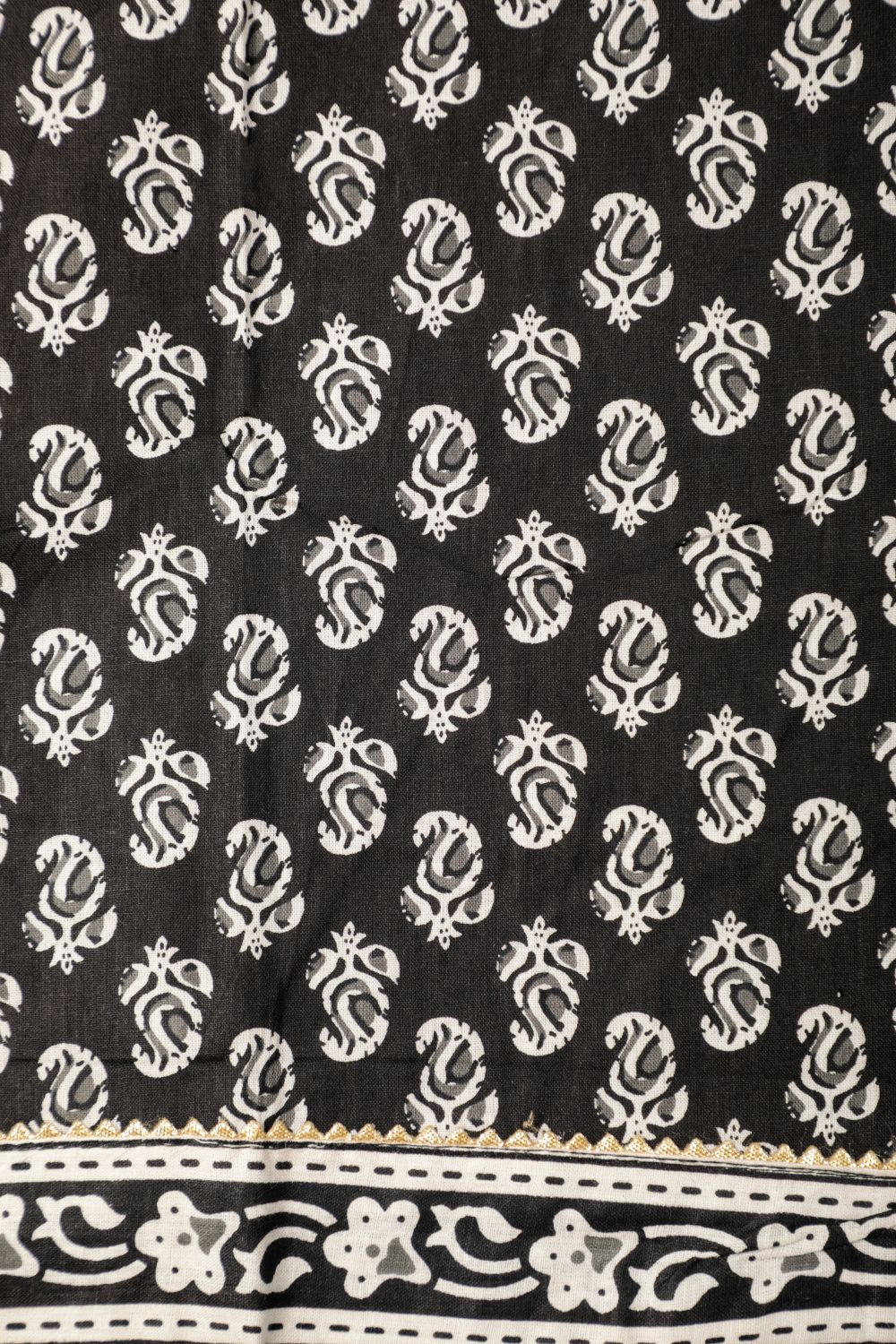 Pure Smoky Black Soft Cotton Unstitched Suit Set Geetha Creation