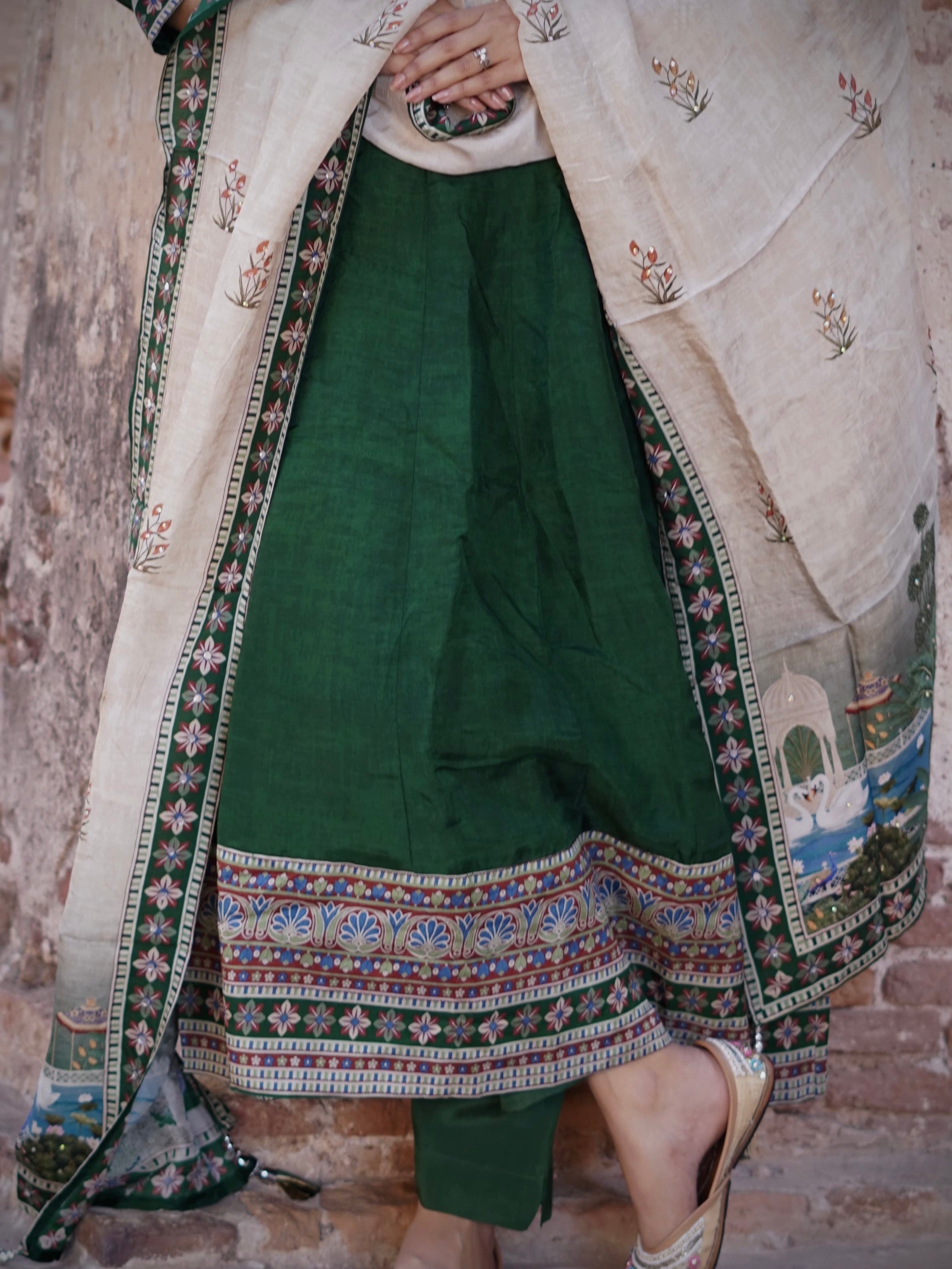 Heritage Green Ready to Wear Anarkali Dress
