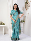 Caribbean Geometric Chapa Handloom Tussar Saree C2 Geetha Creation