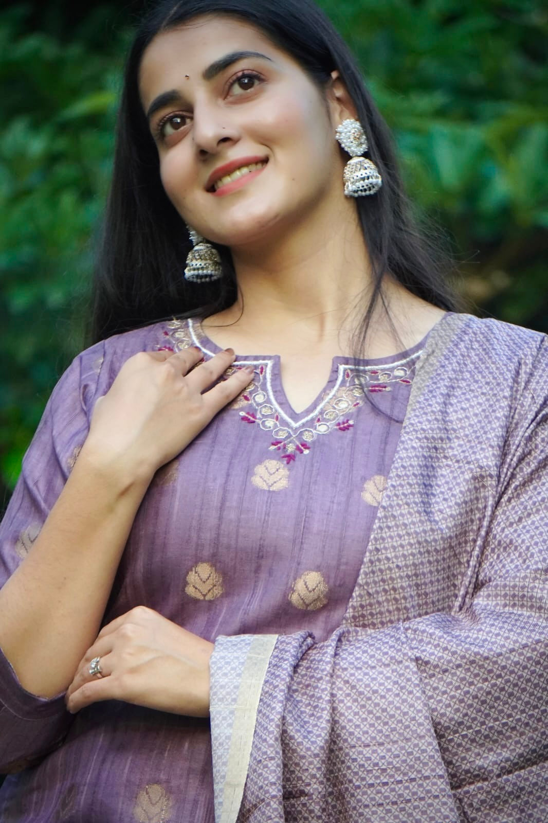 Mauve Premium Ethnic Ready To Wear Kurti Set Geetha Creation