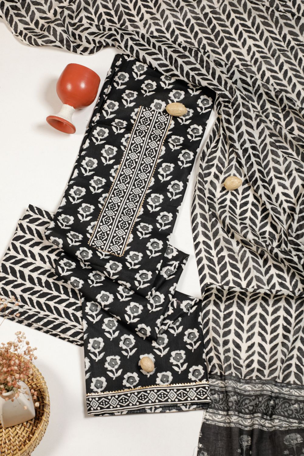 Pure Charcoal Grey Soft Cotton Suit Set Geetha Creation