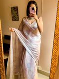 Lilac Vineyard Floral Radiant Satin Saree CSB1 Geetha Creation