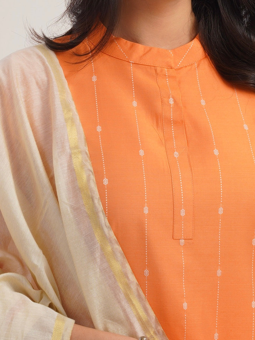 Silken Grace Ready to Wear Cotton Silk Kurta Set Geetha Creation