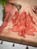 Lotus in Eethnic World in Tussar Tissue Crushed Saree Geetha Creation