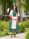 Satrangi Saaz Green and Red Ethnic Anarkali Dress Geetha Creation