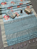 Whispering Wind Floral Charm Handloom Tussar Saree C4 Geetha Creation