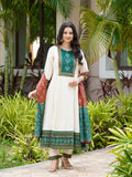 Satrangi Saaz Green and Red Ethnic Anarkali Dress Geetha Creation