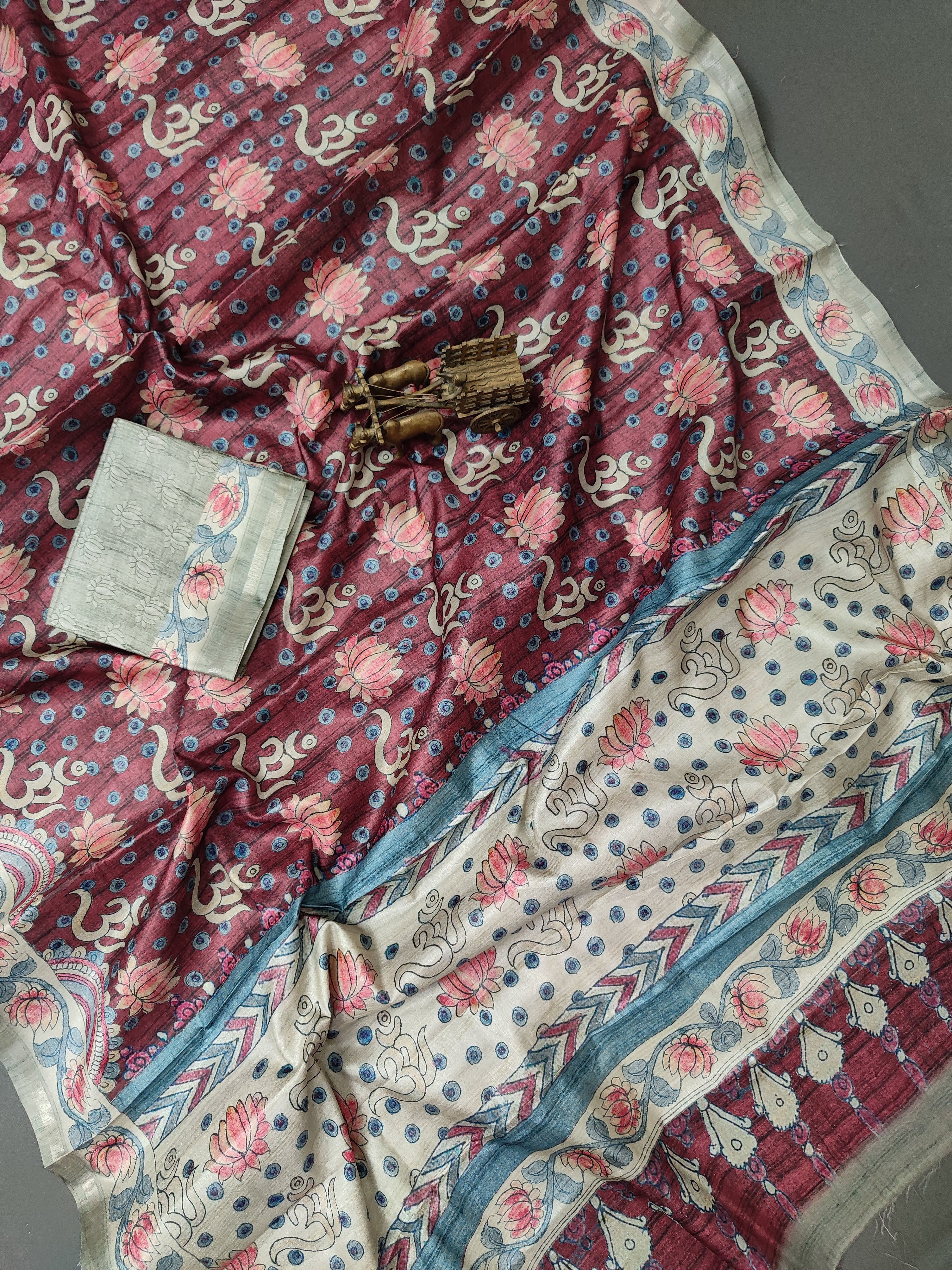 Royal Red Meditation Fine Border Tussar Saree FBS2 Geetha Creation