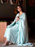 Milky Blue Maharani Soft Silk Anarkali Dress Geetha Creation