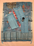 Sparkling Blue Cotton Silk Ready to Wear Silk Kurti Set