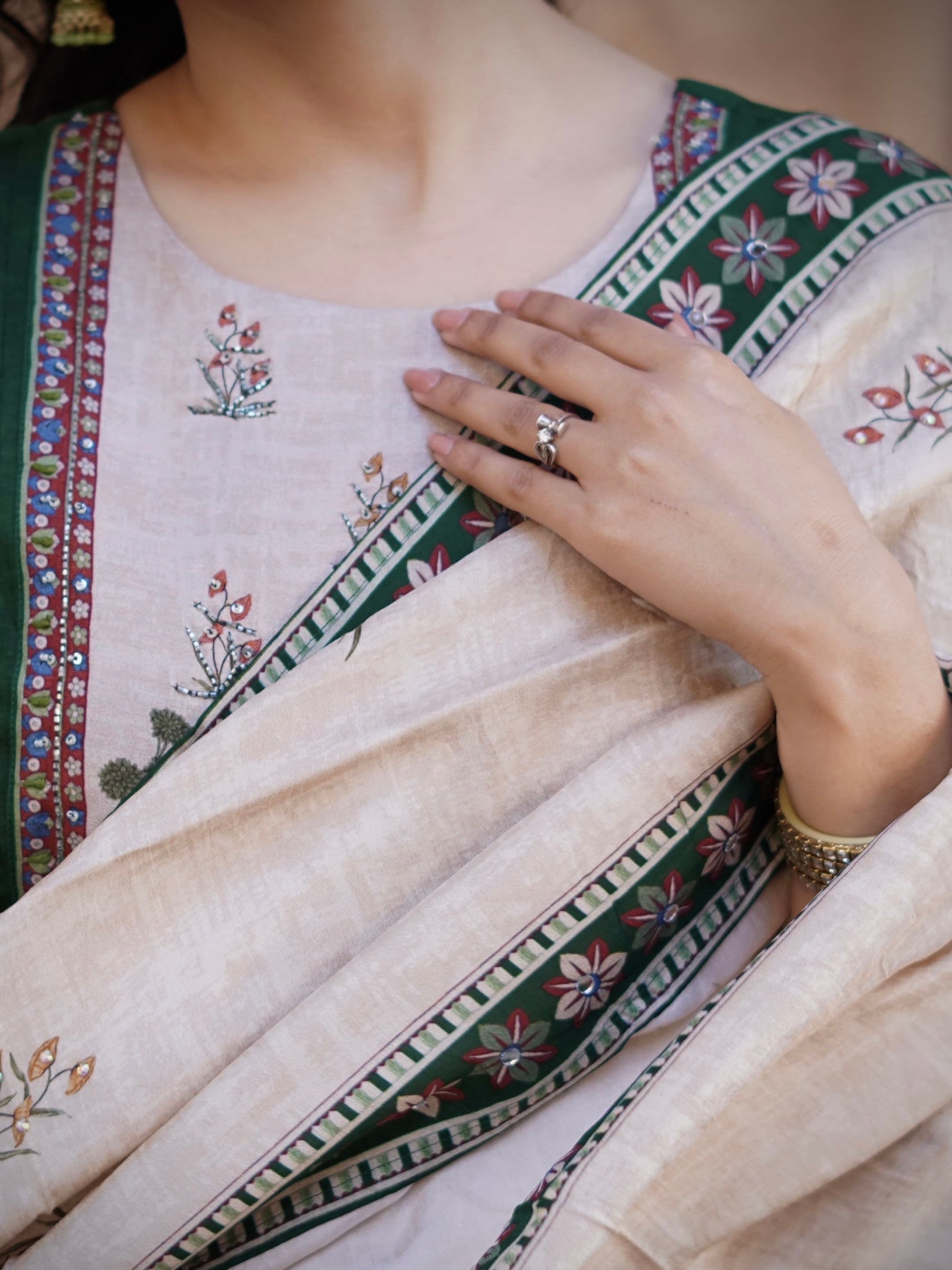 Heritage Green Ready to Wear Anarkali Dress