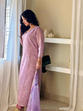 Violaceous Sparkle Linen Ready To Wear Kurti Set Geetha Creation