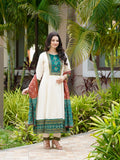 Satrangi Saaz Green and Red Ethnic Anarkali Dress Geetha Creation