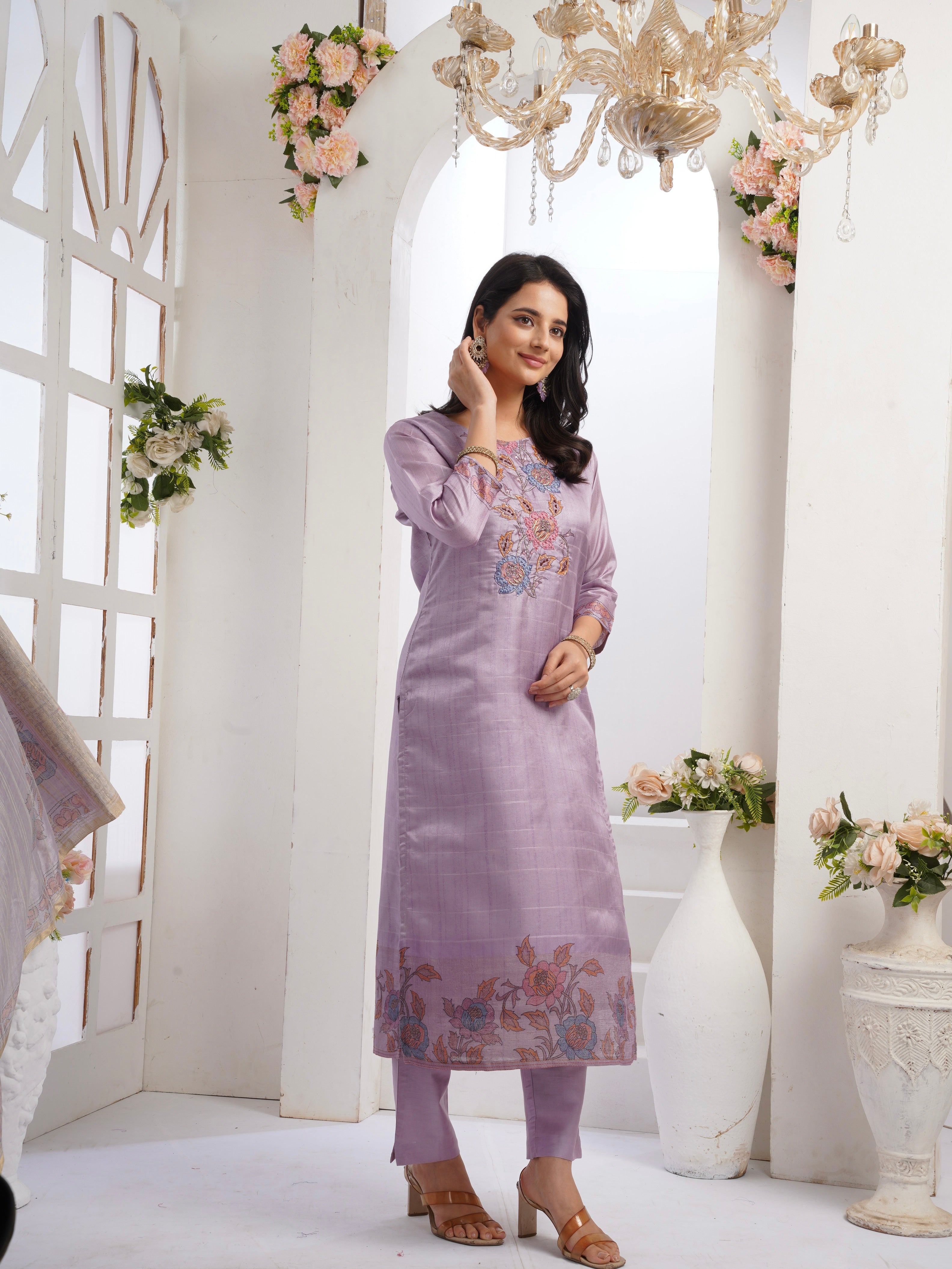 Shade of Elegance Ready To Wear Silk kurta Set Geetha Creation