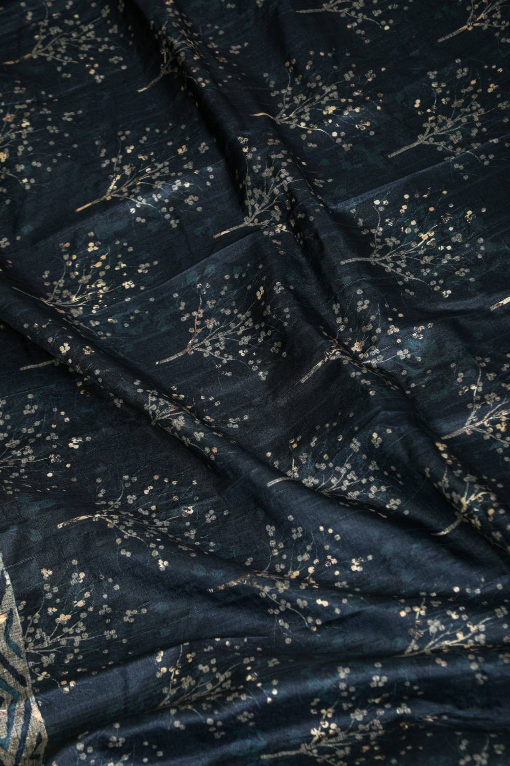 Metallic Blue Floral Bliss Tussar Couple Outfits Geetha Creation