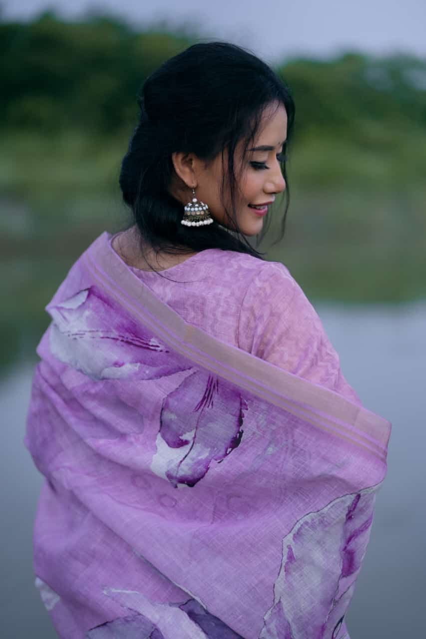 Violaceous Sparkle Linen Ready To Wear Kurti Set Geetha Creation