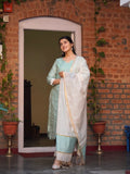 Tender Turquoise Cotton Silk Silhouette Ready to Wear Kurti Set