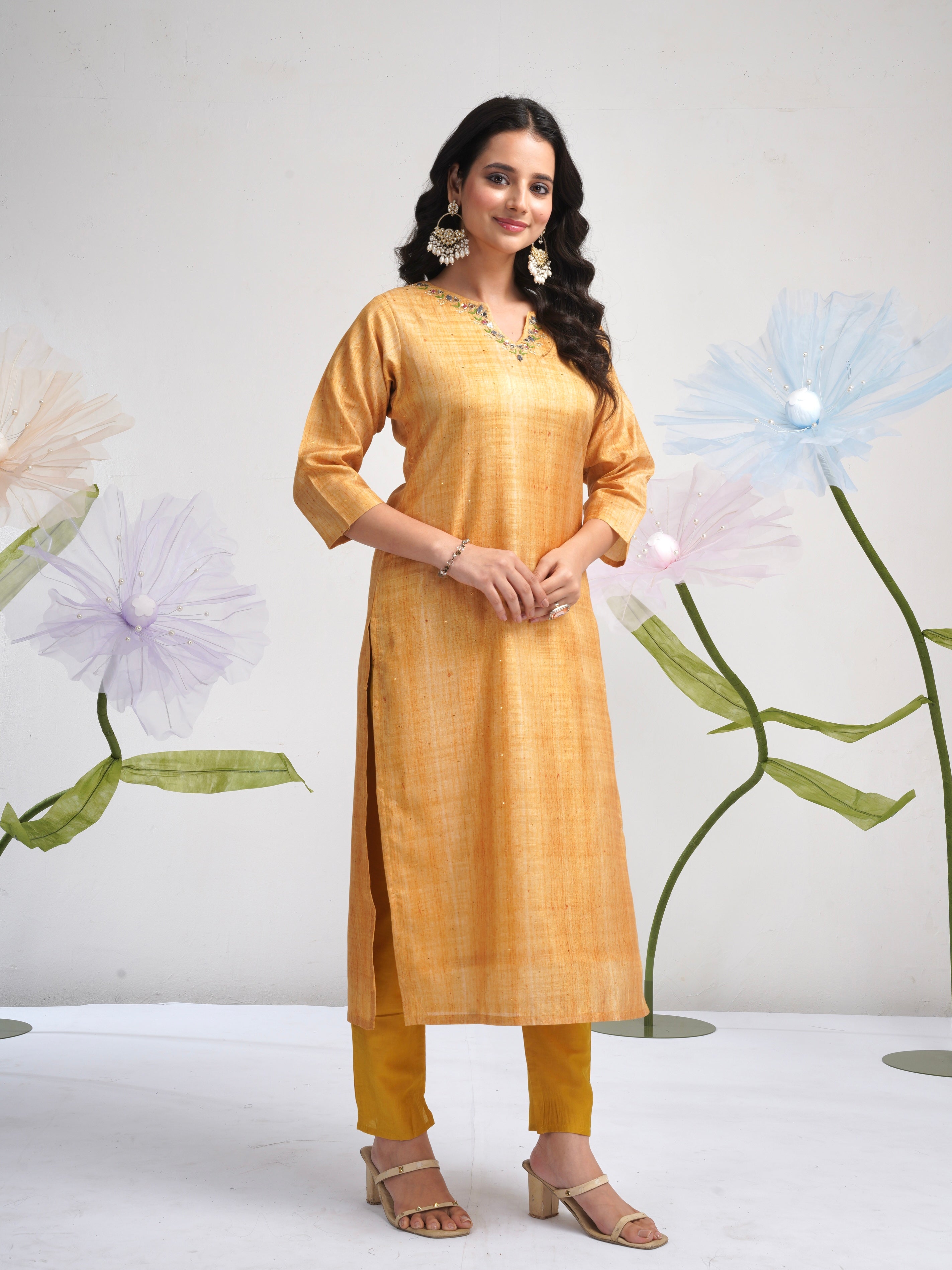 Haldi Mehendi Special Yellow with Floral Ready to Wear Salwar Set Geetha Creation