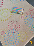 Firecrackers in Cream Abstract Linen Saree