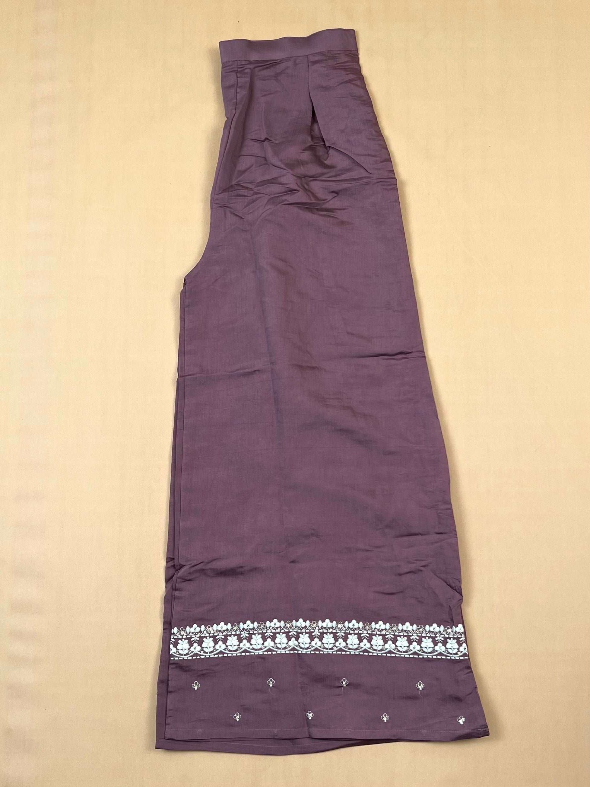 Mauve with White Threadwork Ready to Wear Short Kurti palazzo set