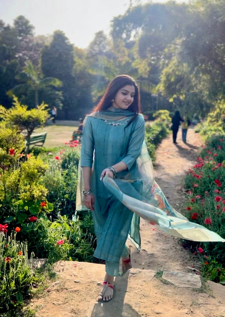 Sparkling Blue Cotton Silk Ready to Wear Silk Kurti Set Geetha Creation