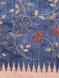 Traditional Navy Blue Embroidered Tussar Saree Geetha Creation