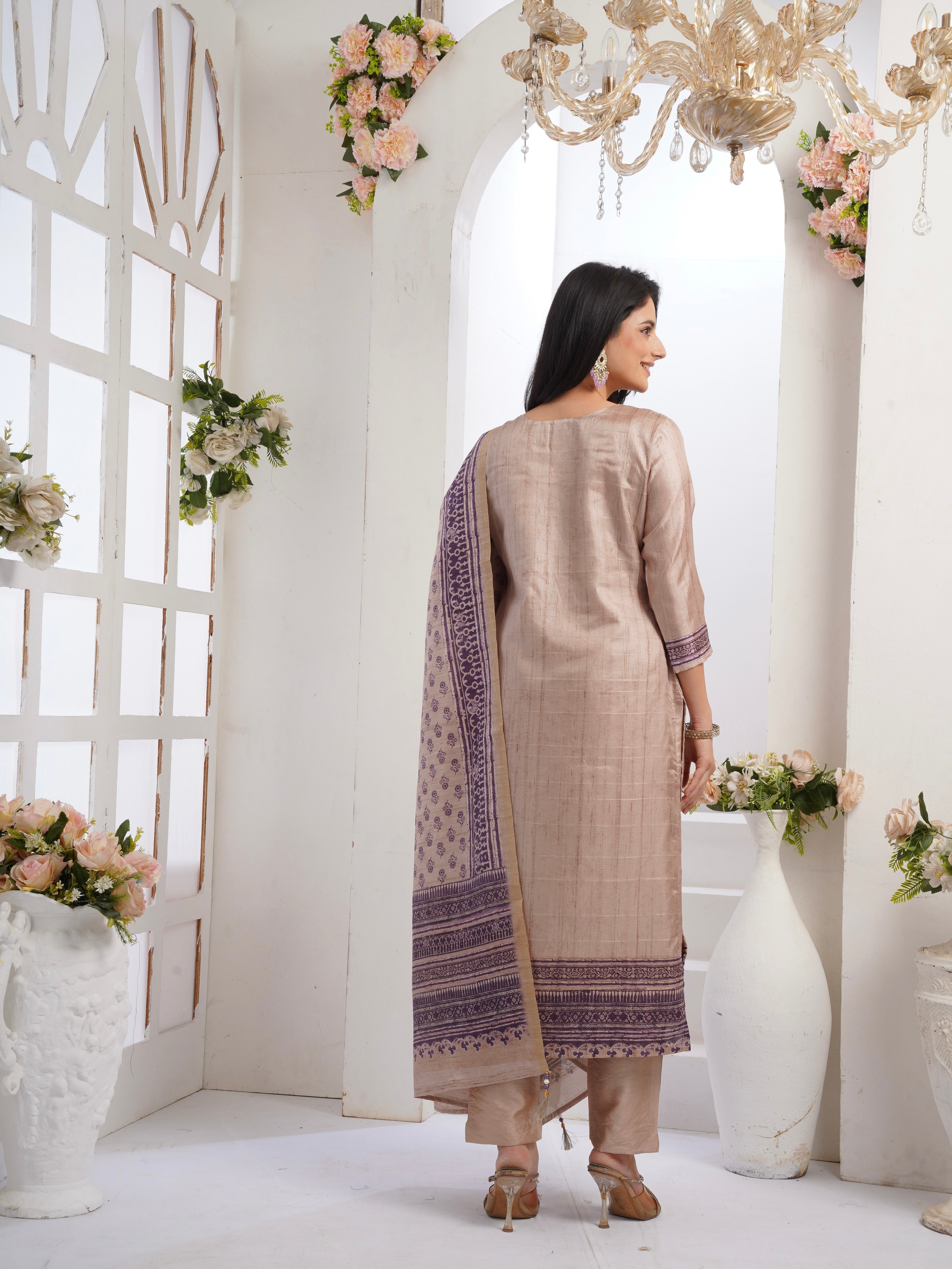 Plum Perfection with Chiku Ready To Wear Silk kurta Set Geetha Creation