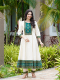 Satrangi Saaz Green and Red Ethnic Anarkali Dress Geetha Creation